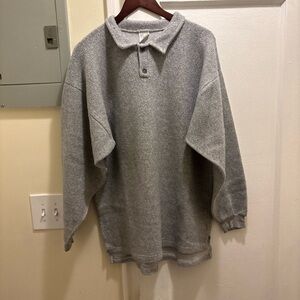 Gray Men's vintage 3/4 button up Sweater size Large